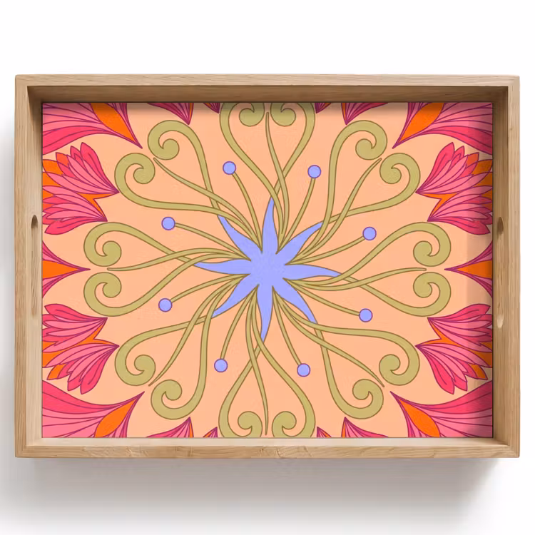 Bloemen - Patroon - Abstract - Roze - Decoratief Dienblad Rechthoek middel -z3d_shopping