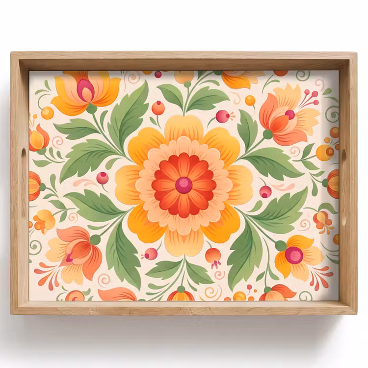 Bloemen - Patroon - Decoratief - Oranje Dienblad Rechthoek middel -z3d_shopping