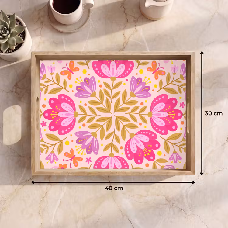Bloemen - Patroon - Natuur - Abstract - Roze Dienblad Rechthoek middel -USP_Formaat