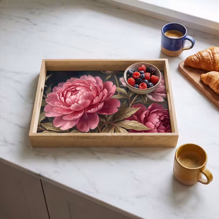 Bloemen - Roze - Klassiek - Natuur Dienblad Rechthoek middel -sfeer2
