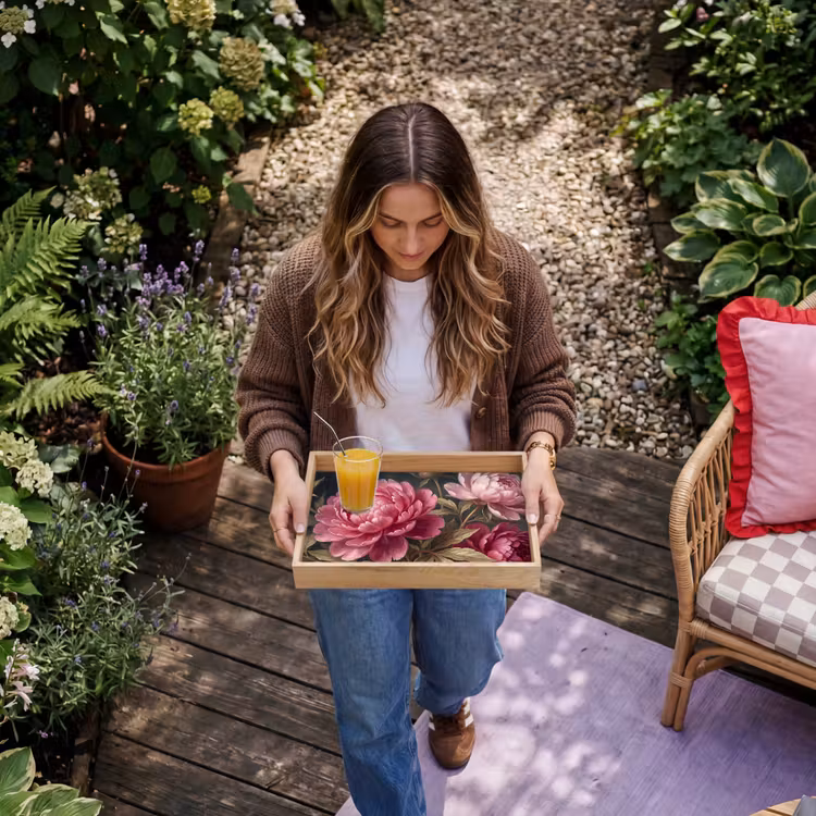 Bloemen - Roze - Klassiek - Natuur Dienblad Rechthoek middel -sfeer5