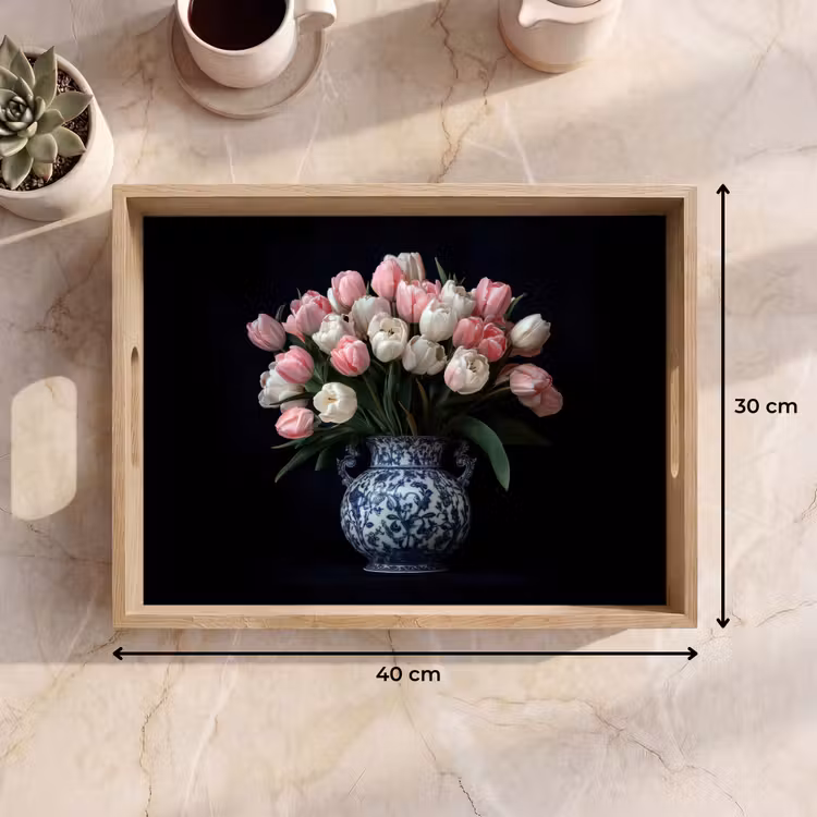 Bloemen - Roze - Tulpen - Vaas Dienblad Rechthoek middel -USP_Formaat