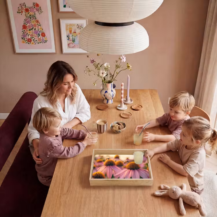 Bloemen - Paars - Bijen Dienblad Rechthoek middel -sfeer4