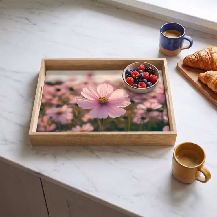 Bloemen - Paars - Wazig Dienblad Rechthoek middel -sfeer2