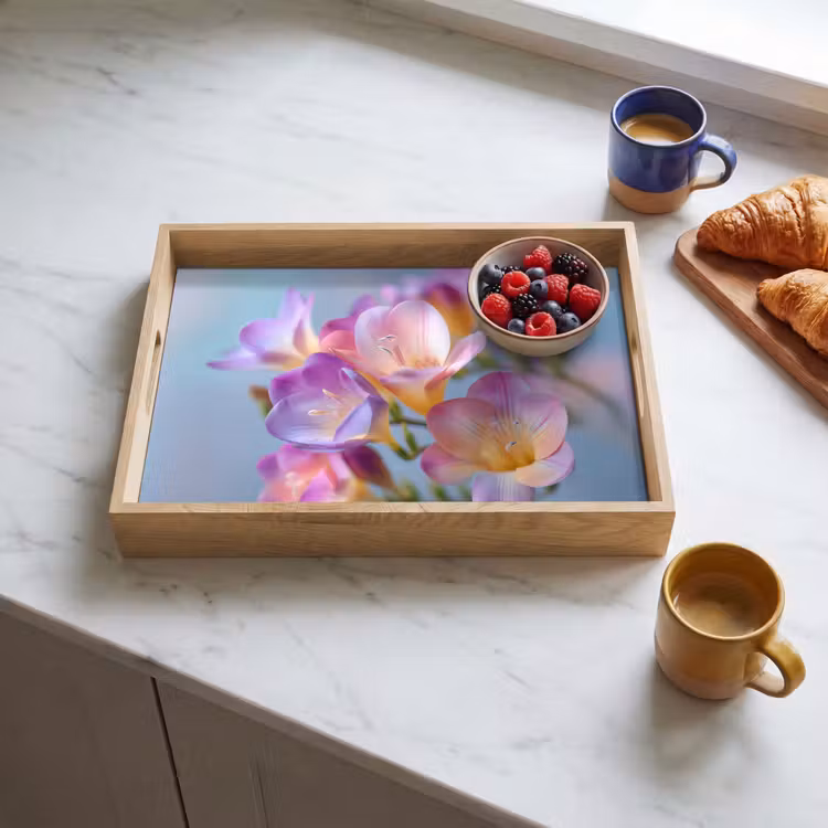 Bloemen - Paars - Overloop - Meeldraden Dienblad Rechthoek middel -sfeer2
