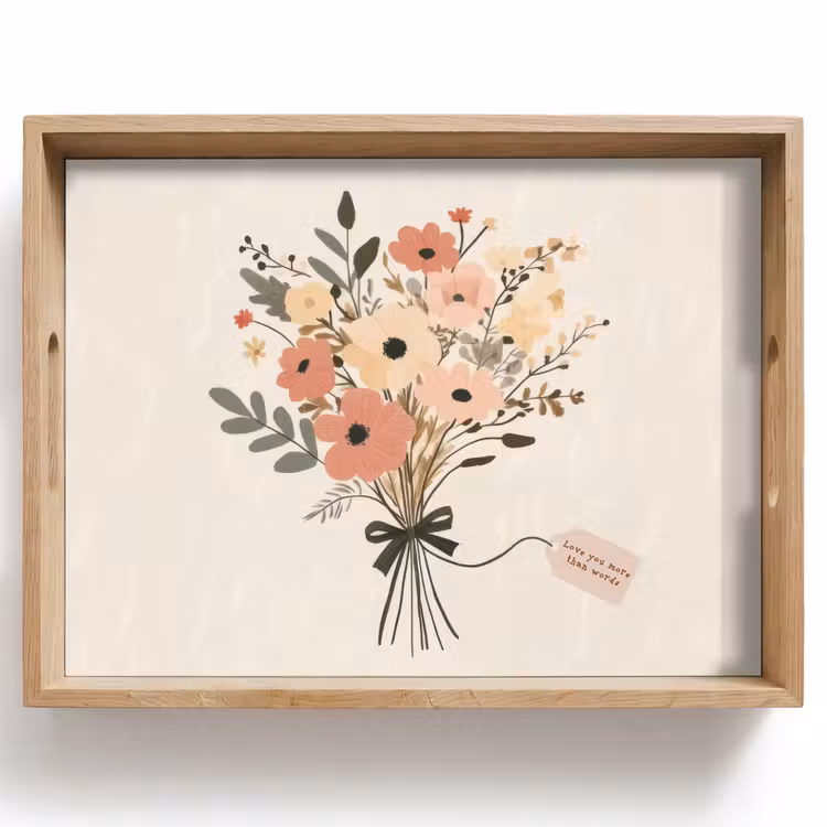 Bloemen - Quote - Beige - Lint Dienblad Rechthoek middel -z3d_shopping