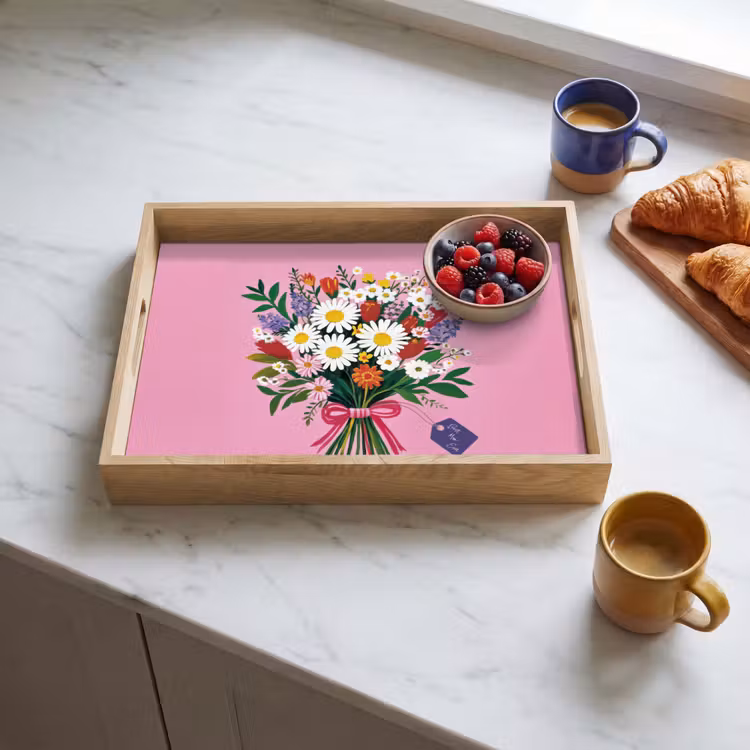 Bloemen - Quote - Kaartje - Kleurrijk Dienblad Rechthoek middel -sfeer2