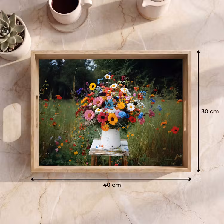 Bloemen - Krukje - Gieter - Veld Dienblad Rechthoek middel -USP_Formaat