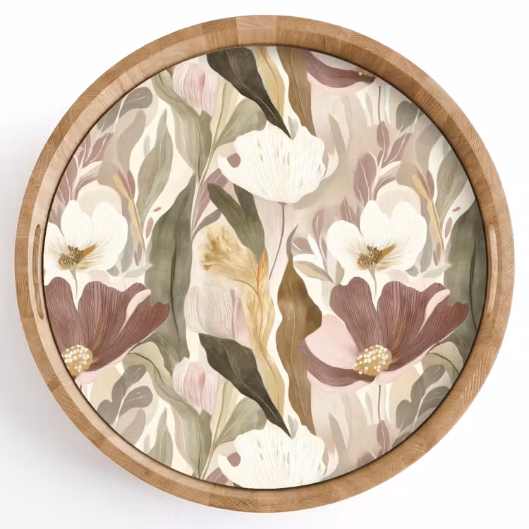 Bloemen - Aquarel - Kleurrijk Dienblad Rond middel 914 -z3d_shopping