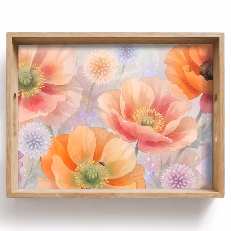 Bloemen - Aquarel - Natuur - Modern - Kleurrijk Dienblad Rechthoek middel -z3d_shopping