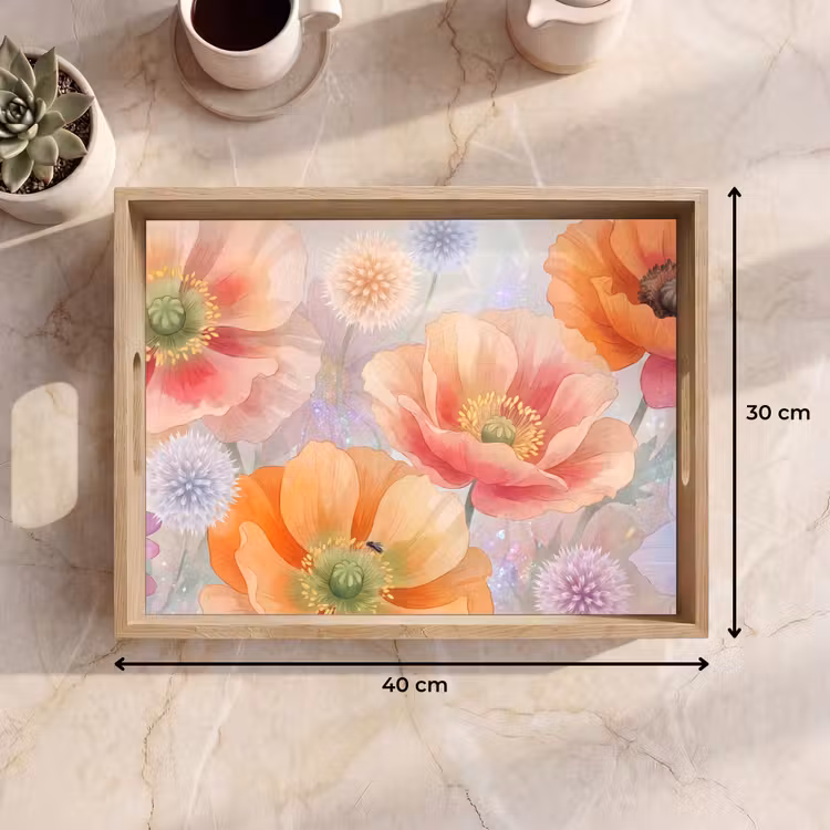 Bloemen - Aquarel - Natuur - Modern - Kleurrijk Dienblad Rechthoek middel -USP_Formaat