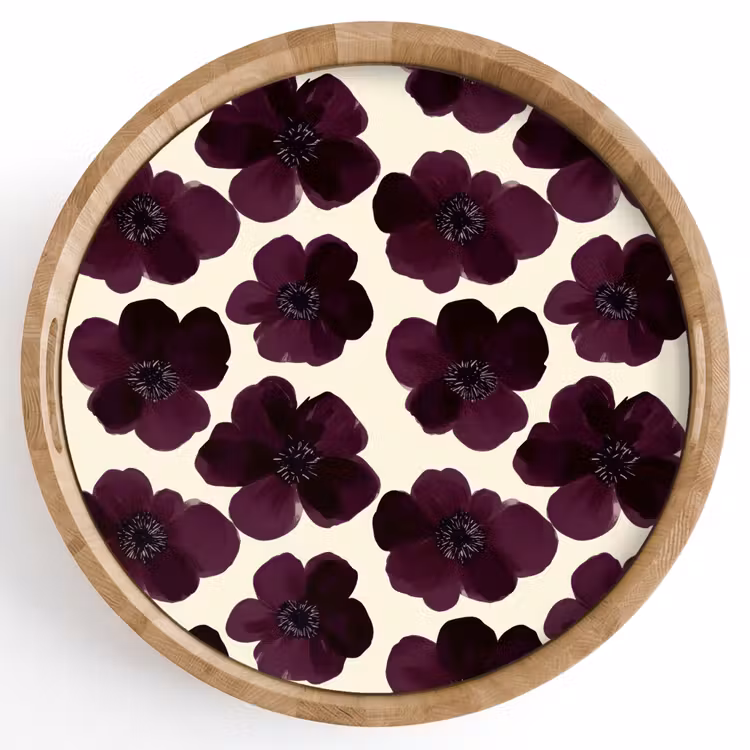 Bloemen - Aquarel - Paars Dienblad Rond middel 914 -z3d_shopping