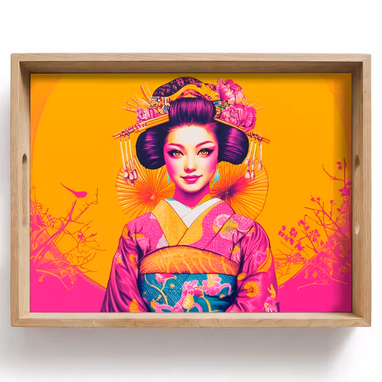 Bloemen - Vrouw - Kimono - Roze Dienblad Rechthoek middel -z3d_shopping