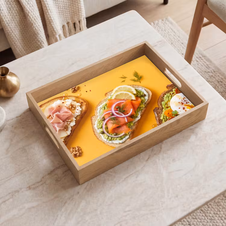 Eten - Brood - Ontbijt - Modern - Kleurrijk Dienblad Rechthoek middel -sfeer1