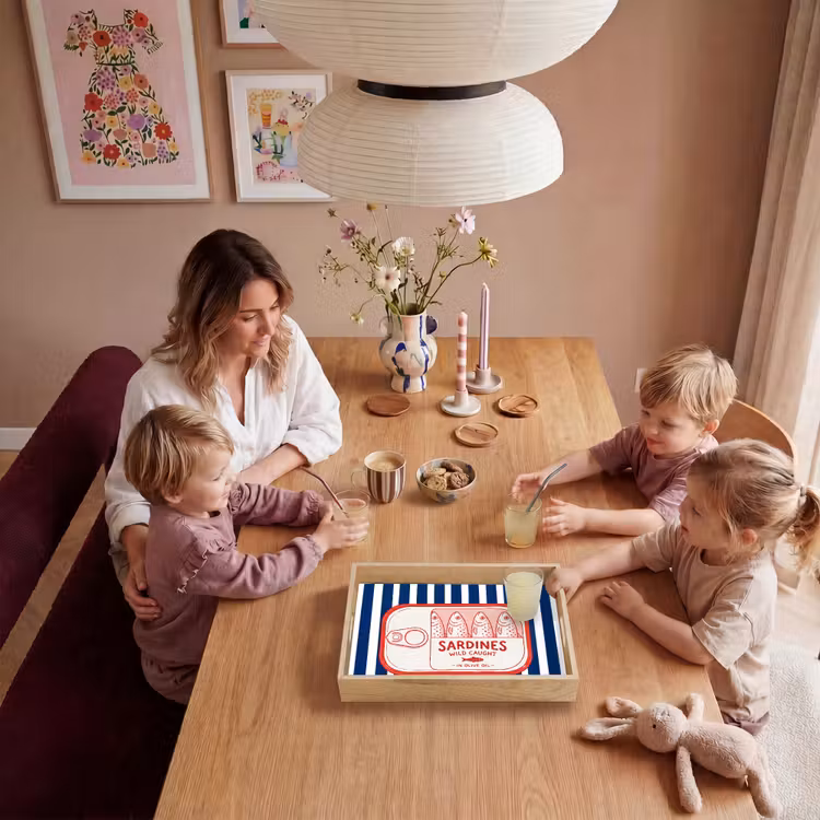 Eten - Vis - Blik - Illustratie - Rood Dienblad Rechthoek middel -sfeer4