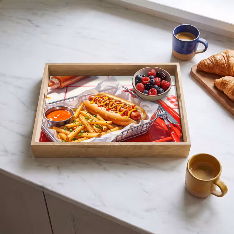 Eten - Hotdog - Fastfood - Modern - Rood Dienblad Rechthoek middel -sfeer2