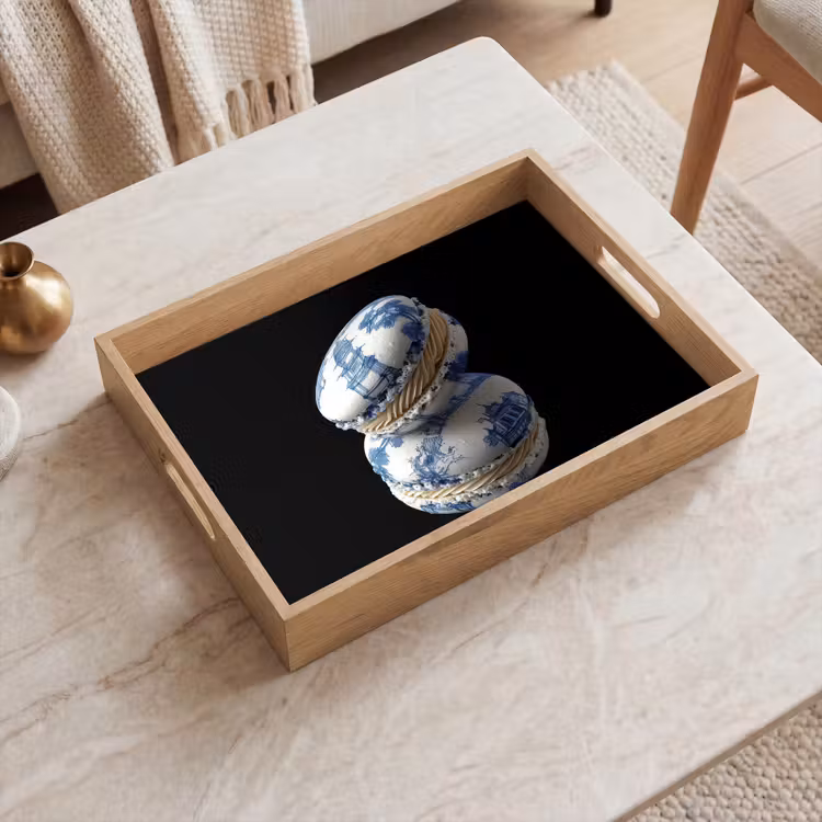 Eten - Macarons - Delfts blauw - Koekjes Dienblad Rechthoek middel -sfeer1