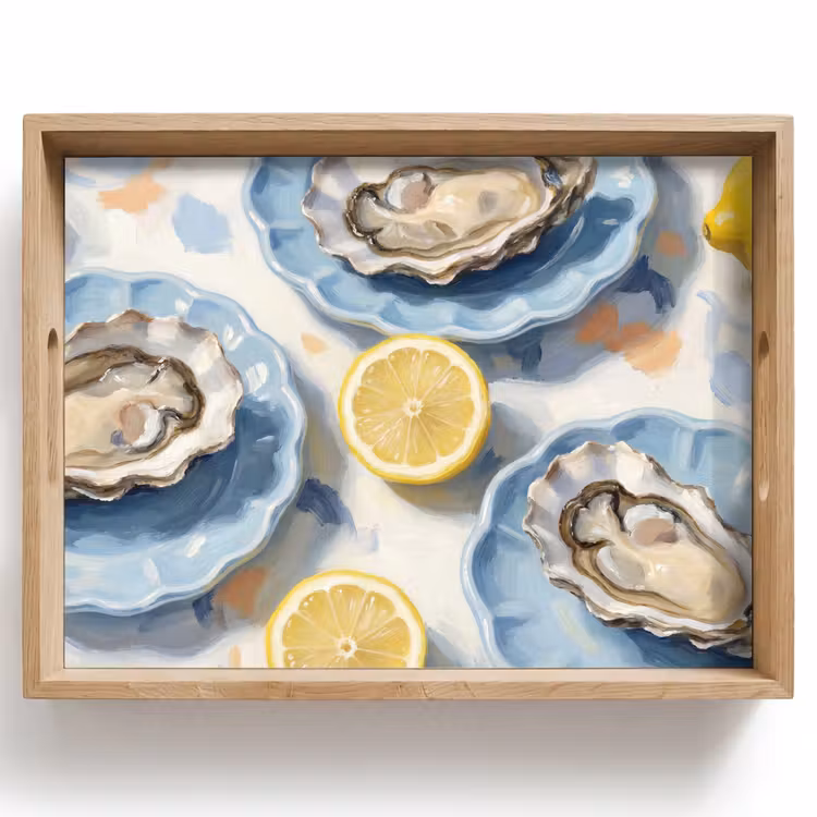 Eten - Oesters - Citroenen - Modern - Geel Dienblad Rechthoek middel -z3d_shopping