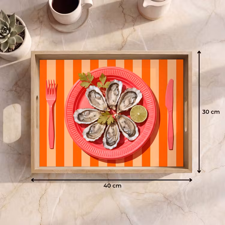 Eten - Oester - Zeevruchten - Oranje - Modern Dienblad Rechthoek middel -USP_Formaat