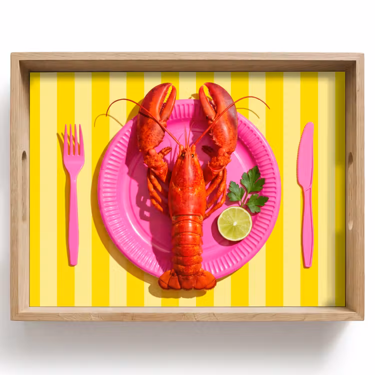 Eten - Roze - Geel - Modern - Culinaire Dienblad Rechthoek middel -z3d_shopping