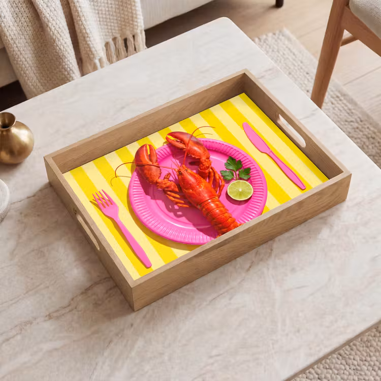 Eten - Roze - Geel - Modern - Culinaire Dienblad Rechthoek middel -sfeer1