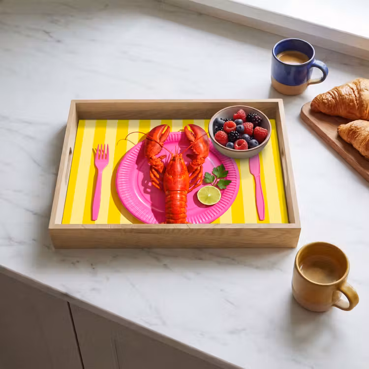 Eten - Roze - Geel - Modern - Culinaire Dienblad Rechthoek middel -sfeer2