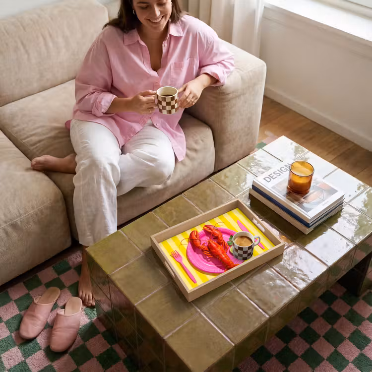 Eten - Roze - Geel - Modern - Culinaire Dienblad Rechthoek middel -sfeer3