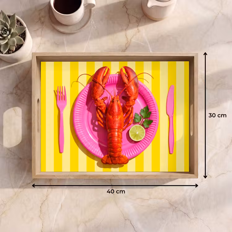 Eten - Roze - Geel - Modern - Culinaire Dienblad Rechthoek middel -USP_Formaat