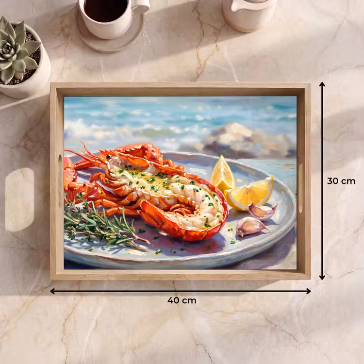 Eten - Zee - Kust - Modern - Blauw Dienblad Rechthoek middel -USP_Formaat
