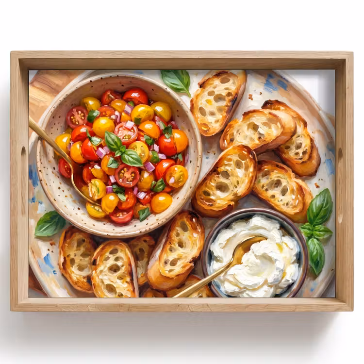 Eten - Tomaat - Brood - Kleurrijk - Keuken Dienblad Rechthoek middel -z3d_shopping