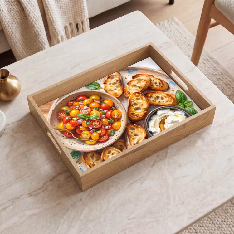 Eten - Tomaat - Brood - Kleurrijk - Keuken Dienblad Rechthoek middel -sfeer1