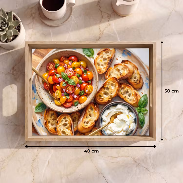 Eten - Tomaat - Brood - Kleurrijk - Keuken Dienblad Rechthoek middel -USP_Formaat
