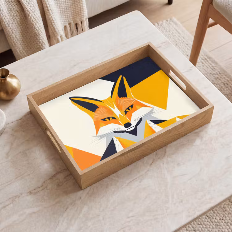 Vos - Oranje - Abstract - Driehoeken Dienblad Rechthoek middel -sfeer1