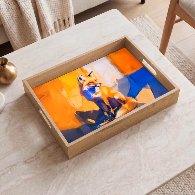 Vos - Oranje - Vormen - Abstract Dienblad Rechthoek middel -sfeer1