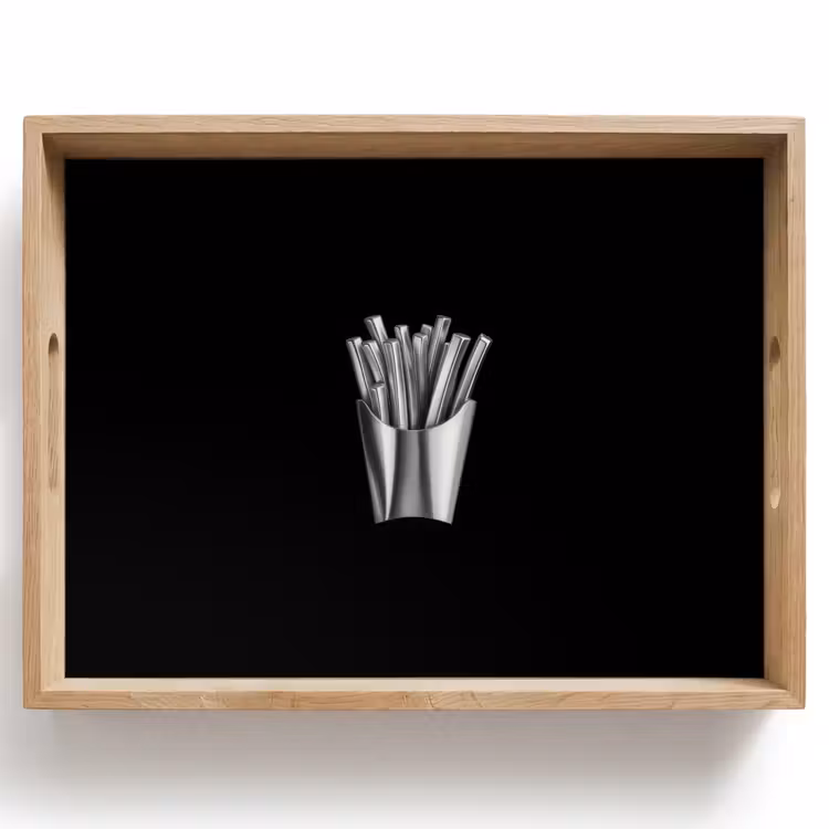 Frietjes - Futuristisch - Zilver Dienblad Rechthoek middel -z3d_shopping