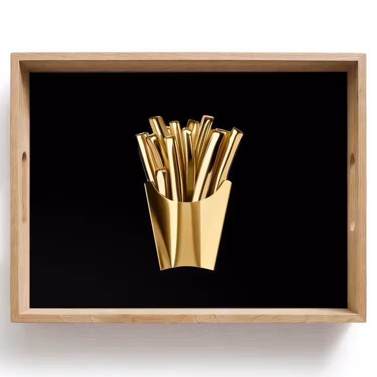 Friet - Goud - Chrome - Eten Dienblad Rechthoek middel -z3d_shopping