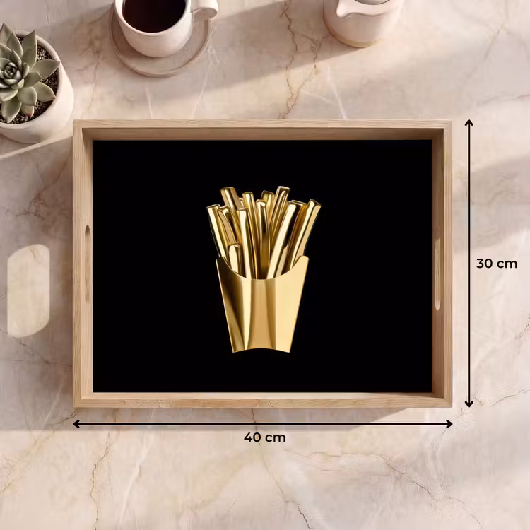 Friet - Goud - Chrome - Eten Dienblad Rechthoek middel -USP_Formaat