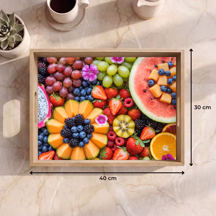 Fruit - Vers - Variatie - Eten - Kleurrijk Dienblad Rechthoek middel -USP_Formaat
