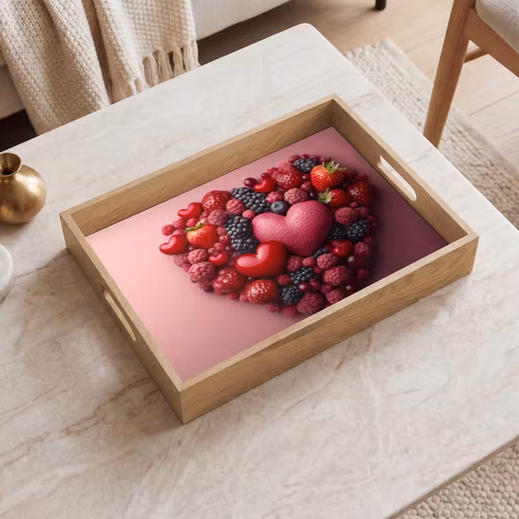 Fruit - Hartjes - Aardbeien - Frambozen - Bosbessen Dienblad Rechthoek middel -sfeer1