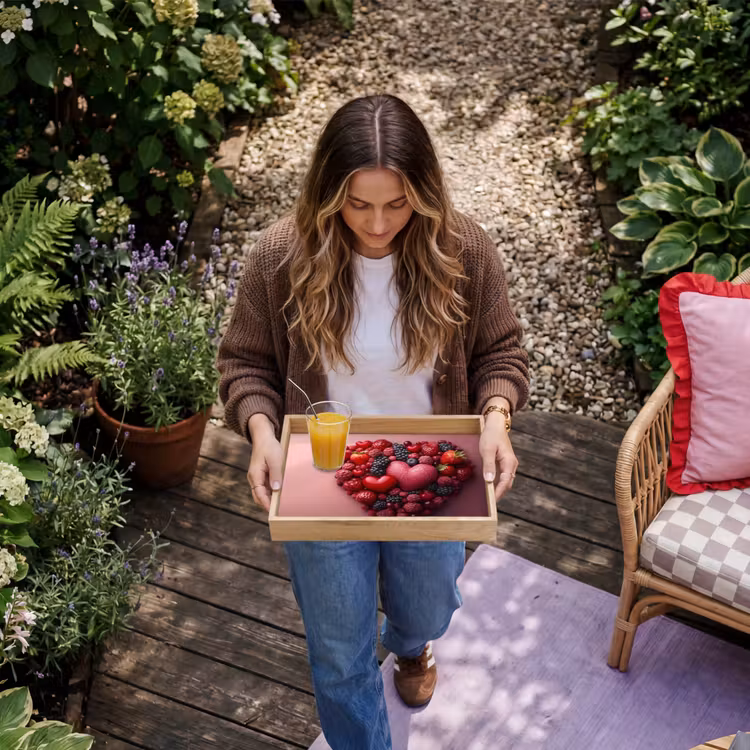 Fruit - Hartjes - Aardbeien - Frambozen - Bosbessen Dienblad Rechthoek middel -sfeer5