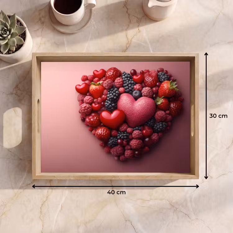 Fruit - Hartjes - Aardbeien - Frambozen - Bosbessen Dienblad Rechthoek middel -USP_Formaat