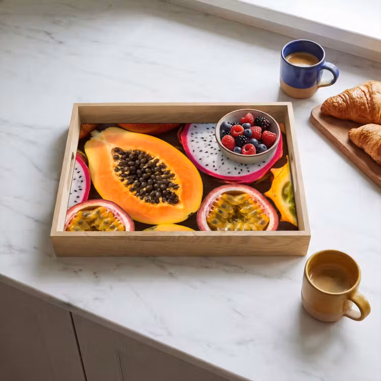 Fruit - Geopend - Tropisch - Eten - Kleurrijk Dienblad Rechthoek middel -sfeer2