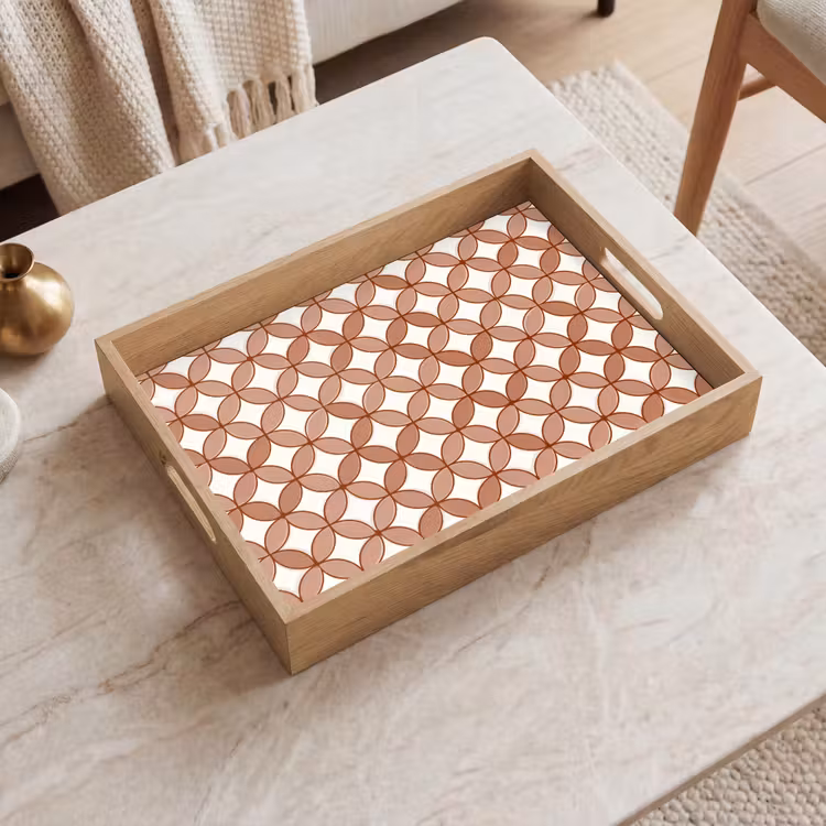 Geometrisch - Cirkels - Modern - Terracotta Dienblad Rechthoek middel 911 -sfeer1