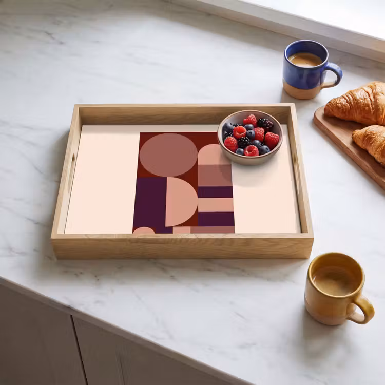 Geometrisch - Cirkels - Rood Dienblad Rechthoek middel -sfeer2