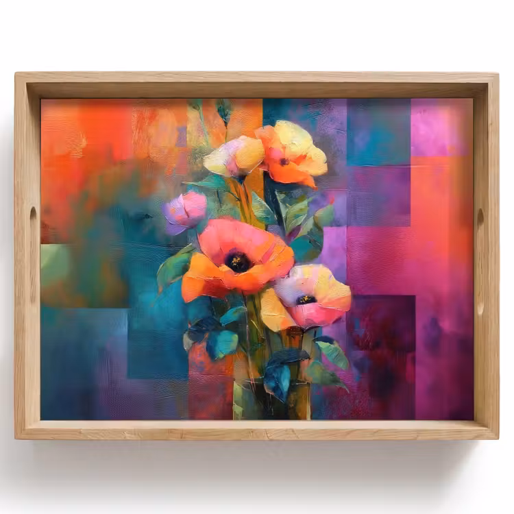 Geometrische kleurvlaken - Modern - Fantasiebloemen Dienblad Rechthoek middel -z3d_shopping