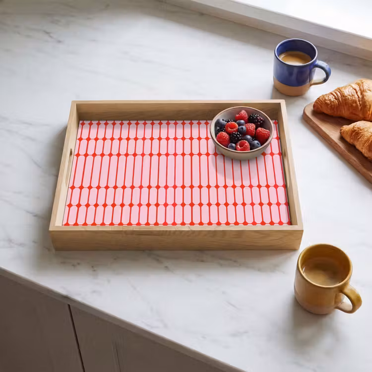 Geometrisch - Minimalistisch - Rood - Roze Dienblad Rechthoek middel 911 -sfeer2