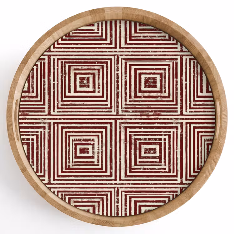 Geometrisch - Patroon - Rood Dienblad Rond middel 914 -z3d_shopping