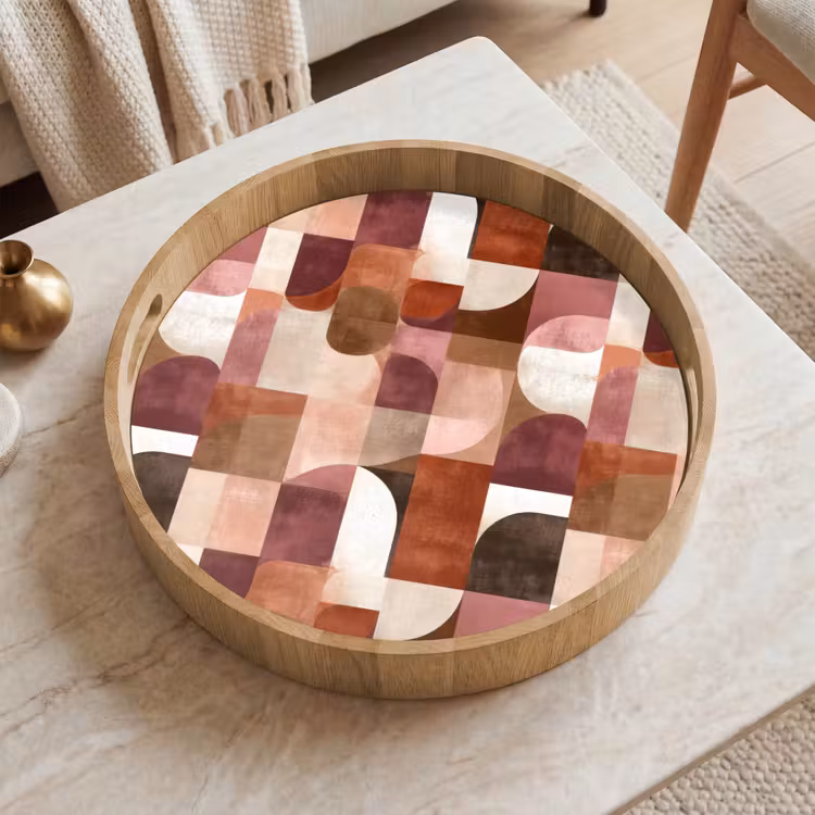 Geometrie - Modern - Retro Dienblad Rond middel 914 -sfeer1
