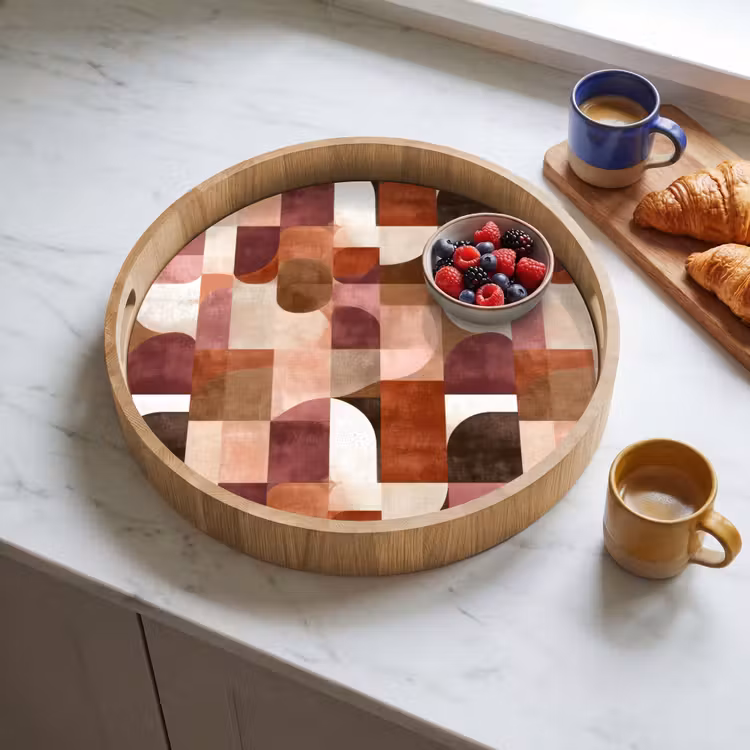 Geometrie - Modern - Retro Dienblad Rond middel 914 -sfeer2