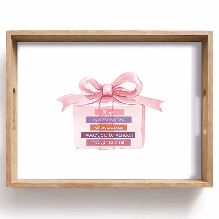 Cadeau - Strik - Tekst - Roze Dienblad Rechthoek middel -z3d_shopping